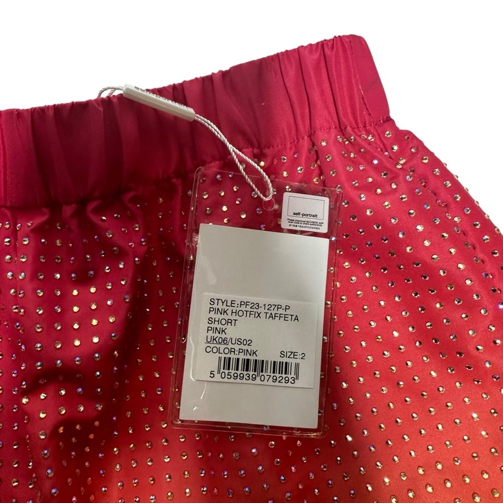 NWT Self Portrait Pink Ombré Crystal Embellished Hotfix Taffeta Shorts 2 - Picture 10 of 16